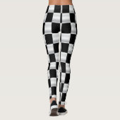 Leggings Guêtres checkered simples de drapeau noires et (Dos)