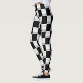 Leggings Guêtres checkered simples de drapeau noires et (Gauche)