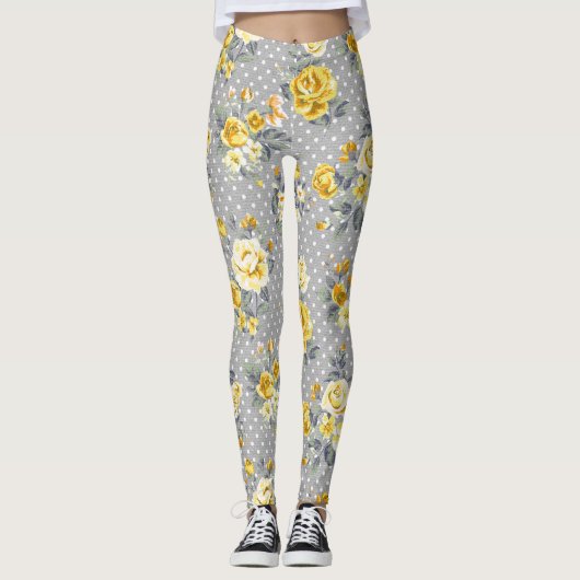 Leggings Guêtres chics minables de rose jaune (Devant)