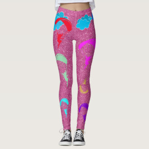 Leggings Guêtres colorées de lutin d'étincelle rose