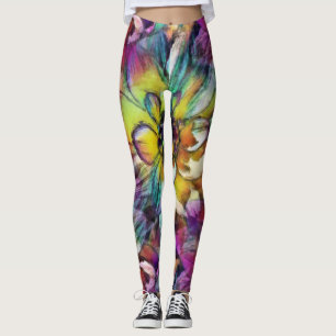 Leggings Guêtres d'aquarelle de dahlia