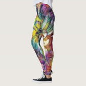 Leggings Guêtres d'aquarelle de dahlia (Gauche)