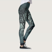 Leggings Guêtres d'arbre d'hiver Teal foncé avec l'arbre (Droite)