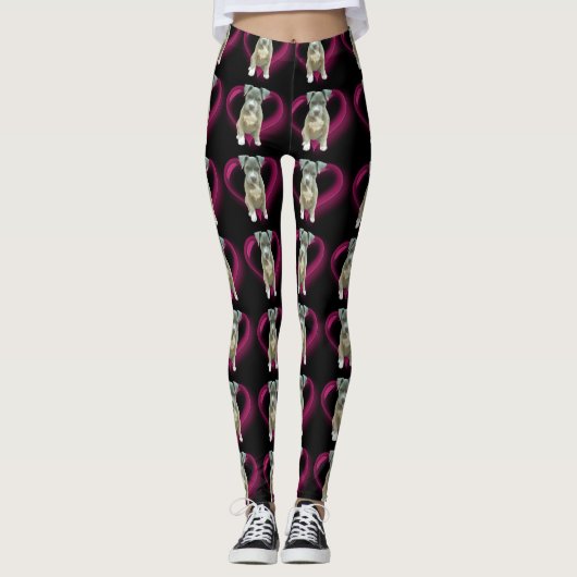 Leggings Guêtres d'art de chiot de Pitbull (Devant)