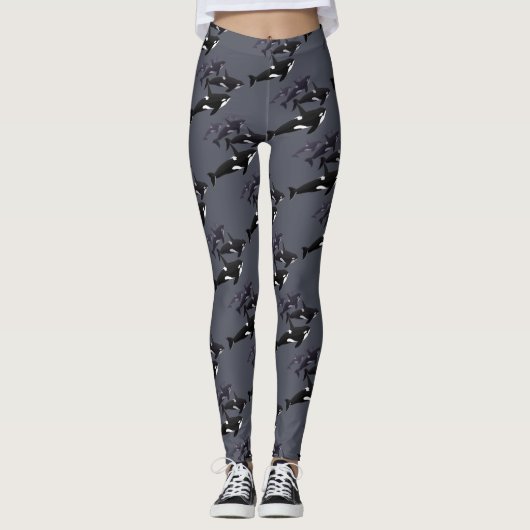 Leggings Guêtres de baleine d'orque de guêtres d'épaulard (Devant)
