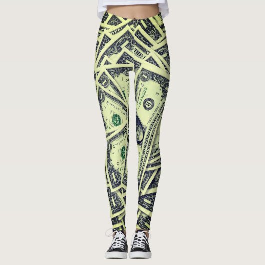 Leggings Guêtres de billet d'un dollar (Devant)
