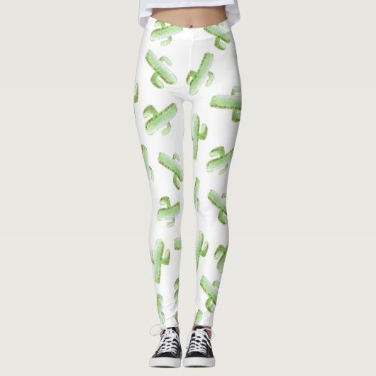 Leggings Guêtres de cactus d'aquarelle (Devant)
