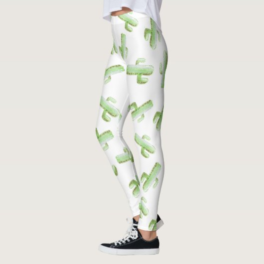 Leggings Guêtres de cactus d'aquarelle (Gauche)