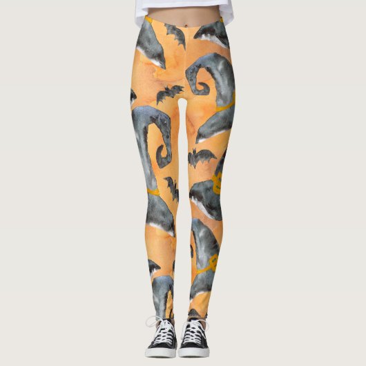 Leggings Guêtres de casquette de sorcières de Halloween (Devant)