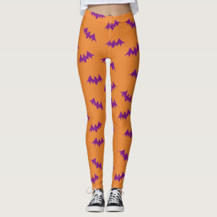 Leggings Guêtres de confettis de batte pourpres/orange