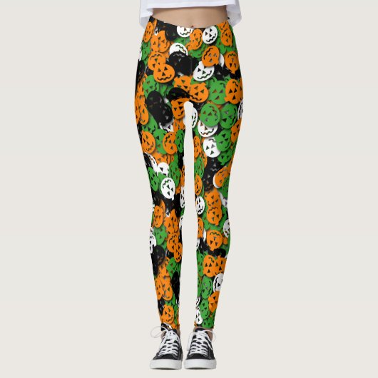 Leggings Guêtres de confettis de Jack-o'-lantern - multi (Devant)