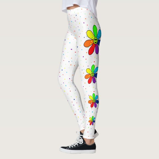Leggings Guêtres de côté de fleur d'arc-en-ciel (Gauche)