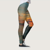Leggings Guêtres de coucher du soleil d'océan (Droite)