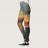 Leggings Guêtres de coucher du soleil d'océan (Gauche)