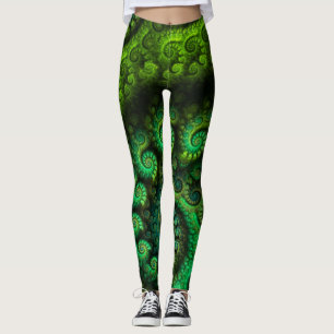 Leggings Guêtres de coutume de fractale d'amour de la terre