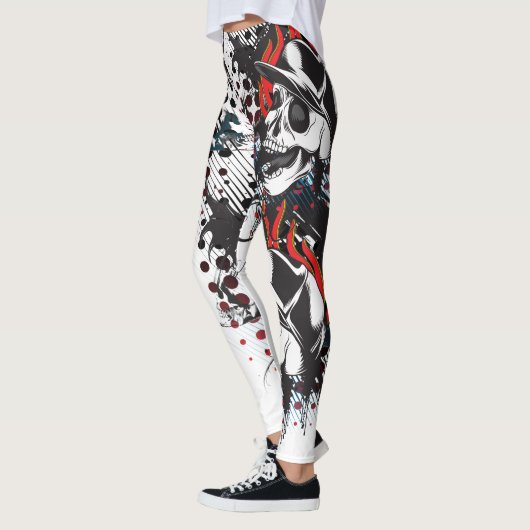 Leggings Guêtres de crânes partout (Gauche)