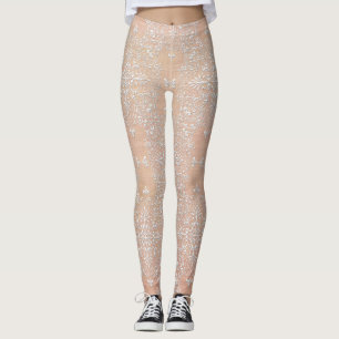 Leggings Guêtres de dentelle de damassé de diamant de pê