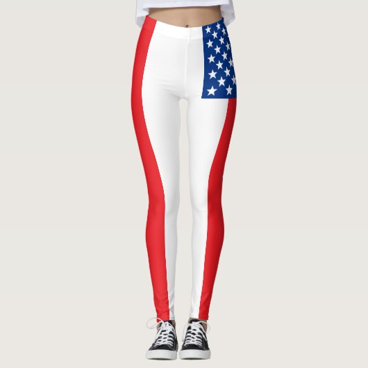 Leggings Guêtres de drapeau rouge et bleu des Etats-Unis (Devant)