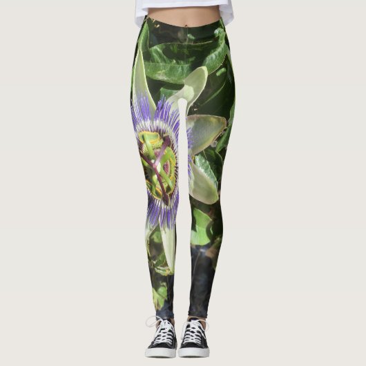 Leggings Guêtres de fleur de passion (Devant)