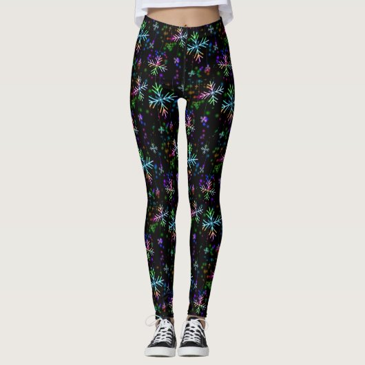 Leggings Guêtres de flocons de neige de Noël (Devant)