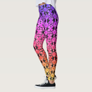 Leggings Guêtres de flower power d'arc-en-ciel