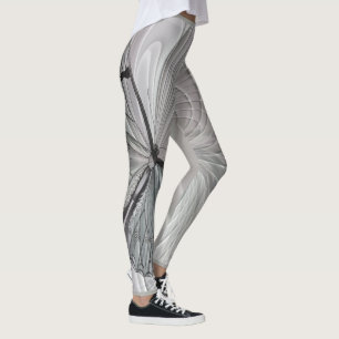 Leggings Guêtres de gris argenté avec le motif de papillo