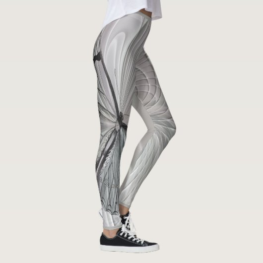 Leggings Guêtres de gris argenté avec le motif de papillon (Droite)