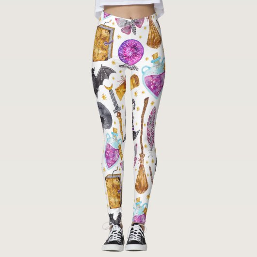 Leggings Guêtres de Halloween d'aquarelle de breuvage (Devant)
