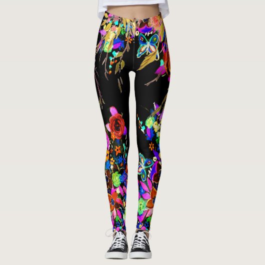 Leggings Guêtres de jardin de papillon de Boho (Devant)