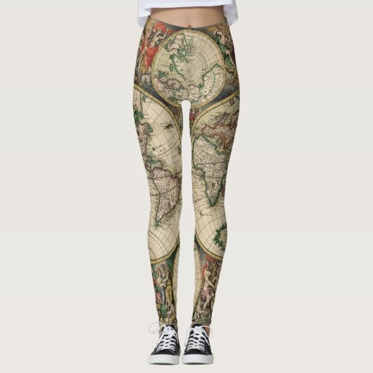 Leggings Guêtres de la carte 1689 du monde (Devant)