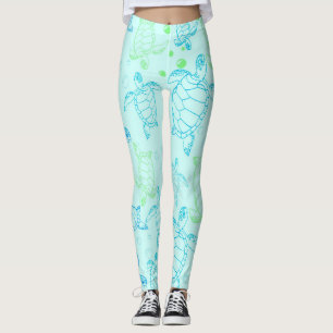 Leggings Guêtres de l'eau bleue de tortues