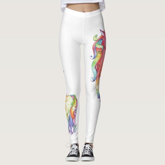 Leggings Guêtres de licorne d'arc-en-ciel de dames (Devant)