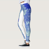 Leggings Guêtres de mandala de glace de vert bleu (Gauche)