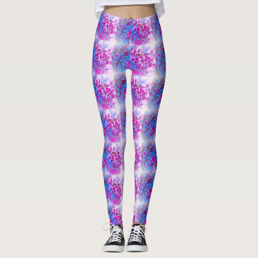 Leggings Guêtres de motif d'arbre de magnolia (Devant)