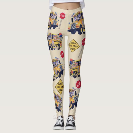 Leggings Guêtres de motif de partie de chauffeur d'autobus (Devant)