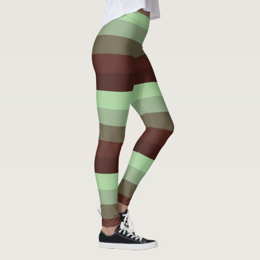 Leggings Guêtres de motif de rayure de vert forêt (Droite)