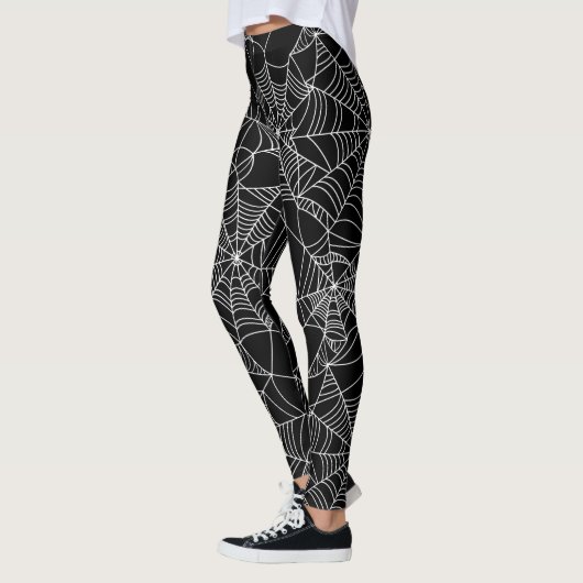Leggings Guêtres de motif de toile d'araignée de Halloween (Gauche)