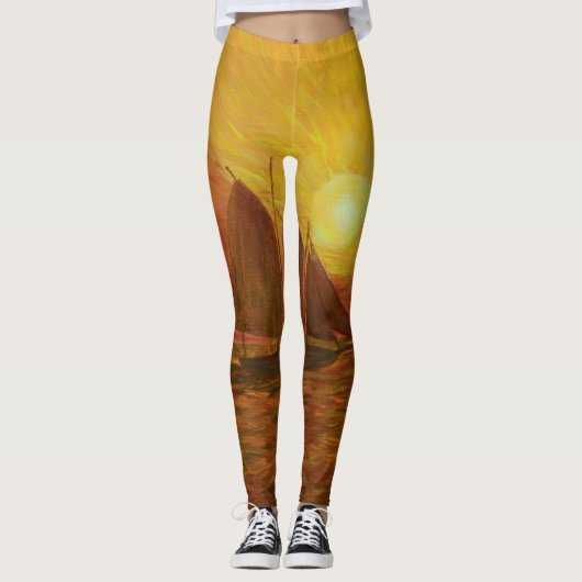 Leggings Guêtres de navigation de coucher du soleil de Key (Devant)