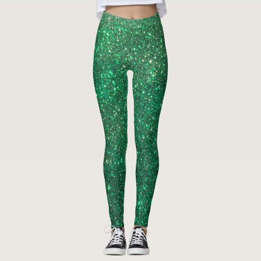 Leggings Guêtres de Noël de vacances de vert de parties (Devant)