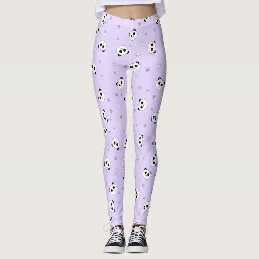 Leggings Guêtres de panda de | du panda pourpre | Baby4Life (Devant)