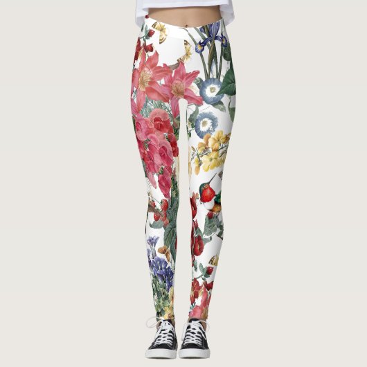 Leggings Guêtres de papillons de fleurs d'oiseaux de (Devant)