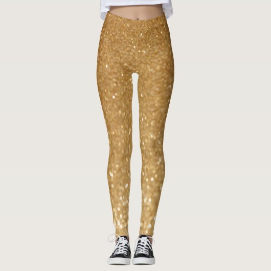 Leggings guêtres de parties scintillantes d'or (Devant)