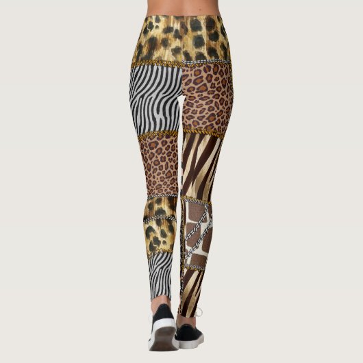 Leggings Guêtres de patchwork de safari (Dos)