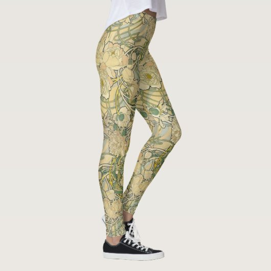 Leggings Guêtres de pivoines de Mucha (Droite)