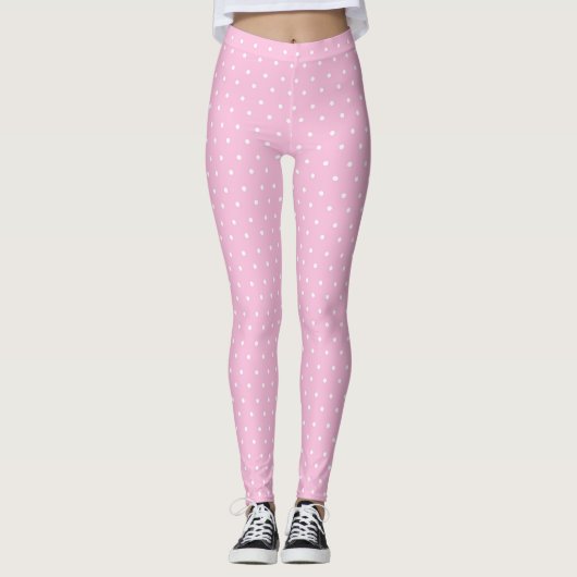 Leggings Guêtres de point de polka des femmes roses (Devant)