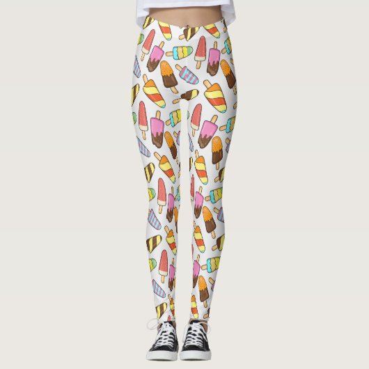 Leggings Guêtres de Popsicles de crème glacée (Devant)