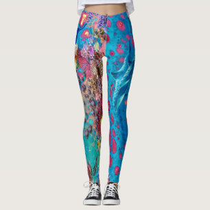 Leggings Guêtres de récif coralien de dauphin, guêtres