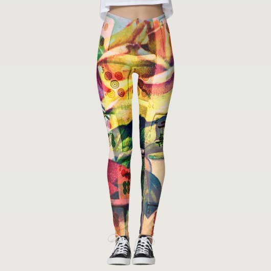 Leggings Guêtres de rose jaune d'heure-milliampère Jongg (Devant)
