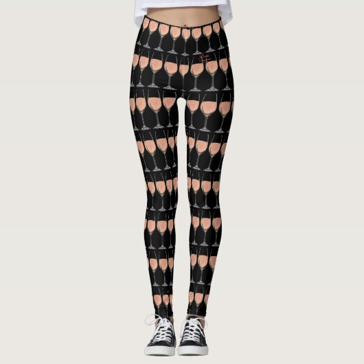Leggings Guêtres de spandex en verre de vin rosé (Devant)