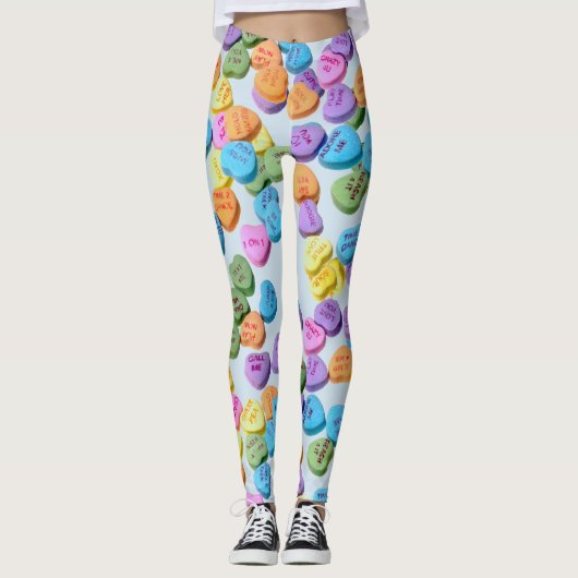 Leggings Guêtres de sucrerie de coeur de Valentine (Devant)